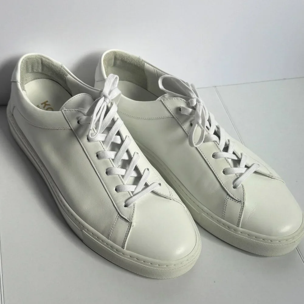 KOIO Men’s Capri Leather Low Top Sneakers White Size 43 w/ storage bag - Picture 5 of 12